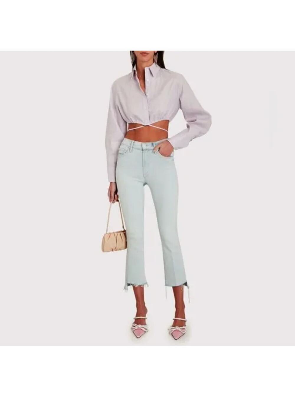Mother The Insider Crop Step Fray High Rise Bootcut Jeans Sexico Mexico Size 28